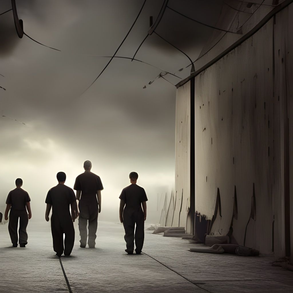 Claustrophobic Prison Yard as Digital Matte Painting