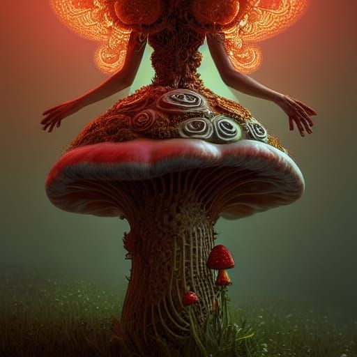 Fly Agaric Goddess with Rococo Dress in Unreal Engine