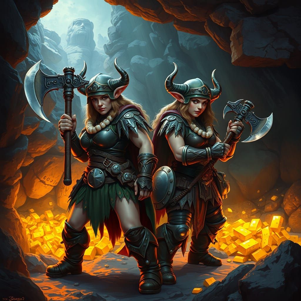Dwarves Guard Gold in a Cave, Lineage 2 Fantasy Art