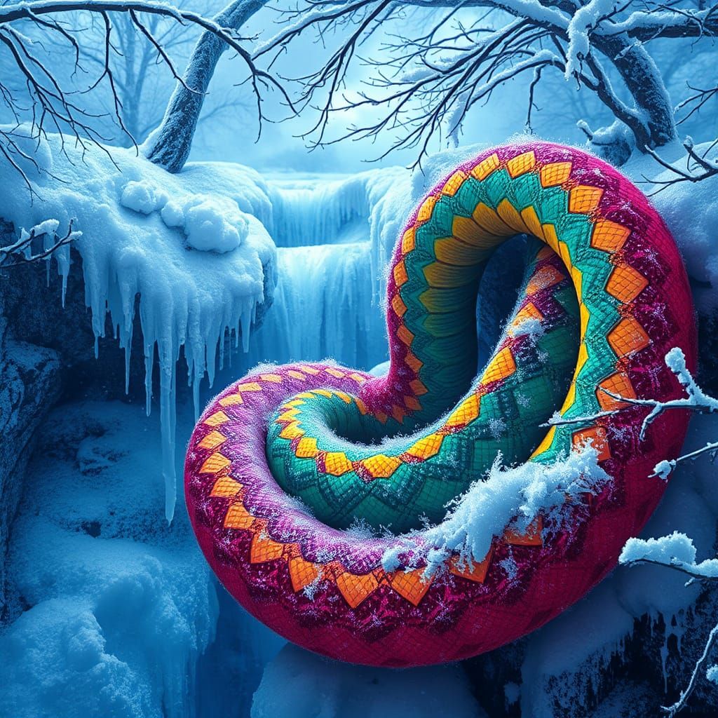 Rainbow Boa in Winter Wonderland