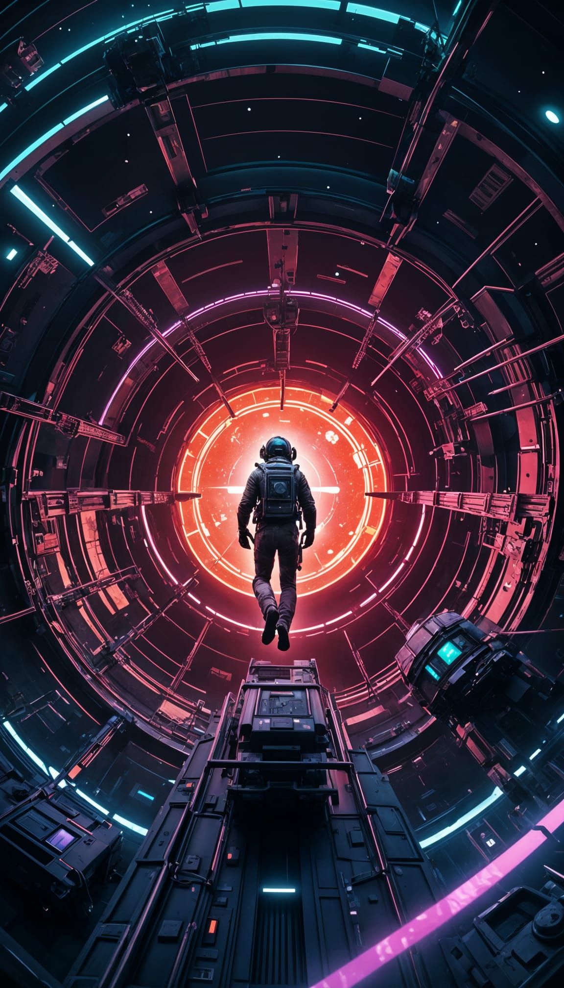 Atompunk Pilot in Retro-Futuristic Space Station