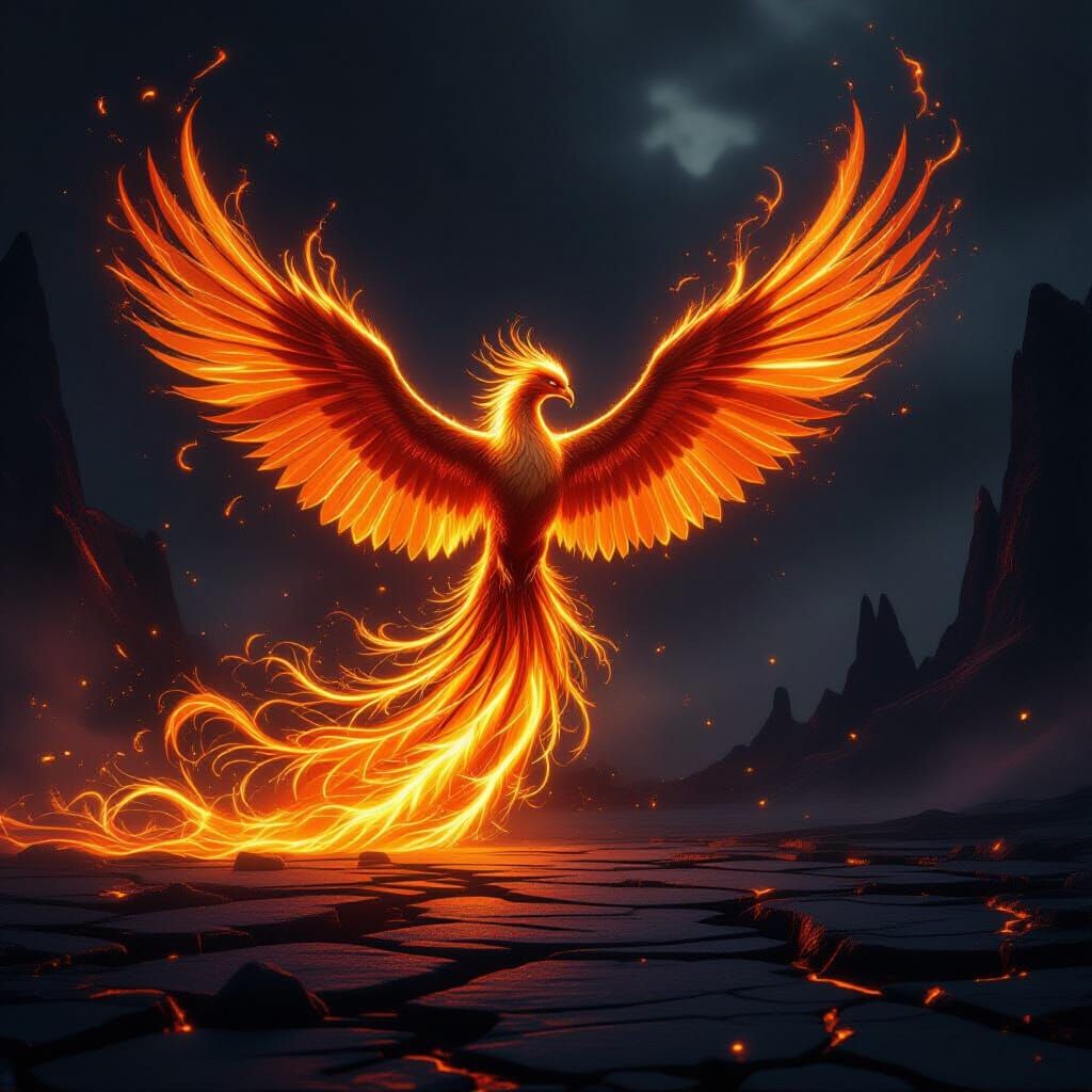 Majestic Phoenix of Liquid Fire and Plasma