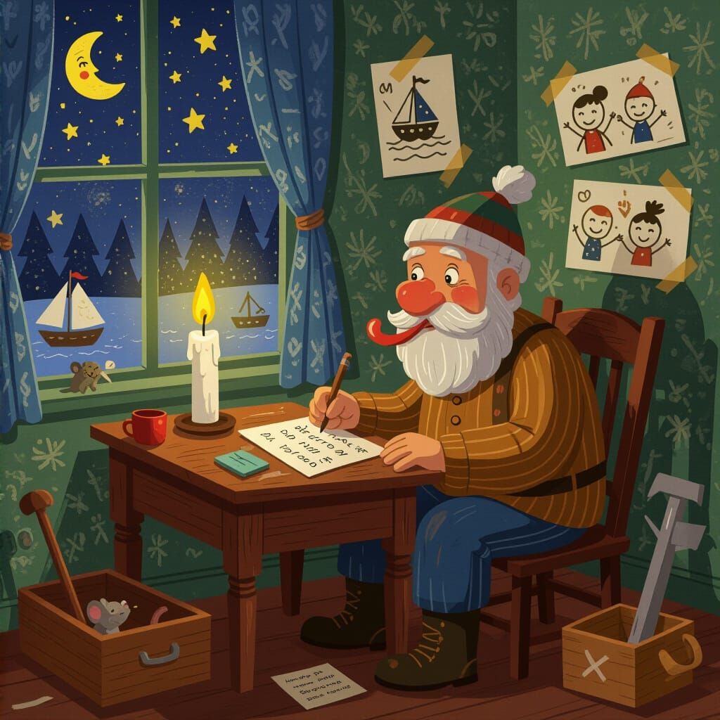 Charming Russian Carpenter Writes Letter by Candlelight