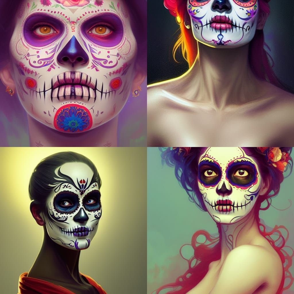 Day of the Dead Portrait in Hyperdetailed Style