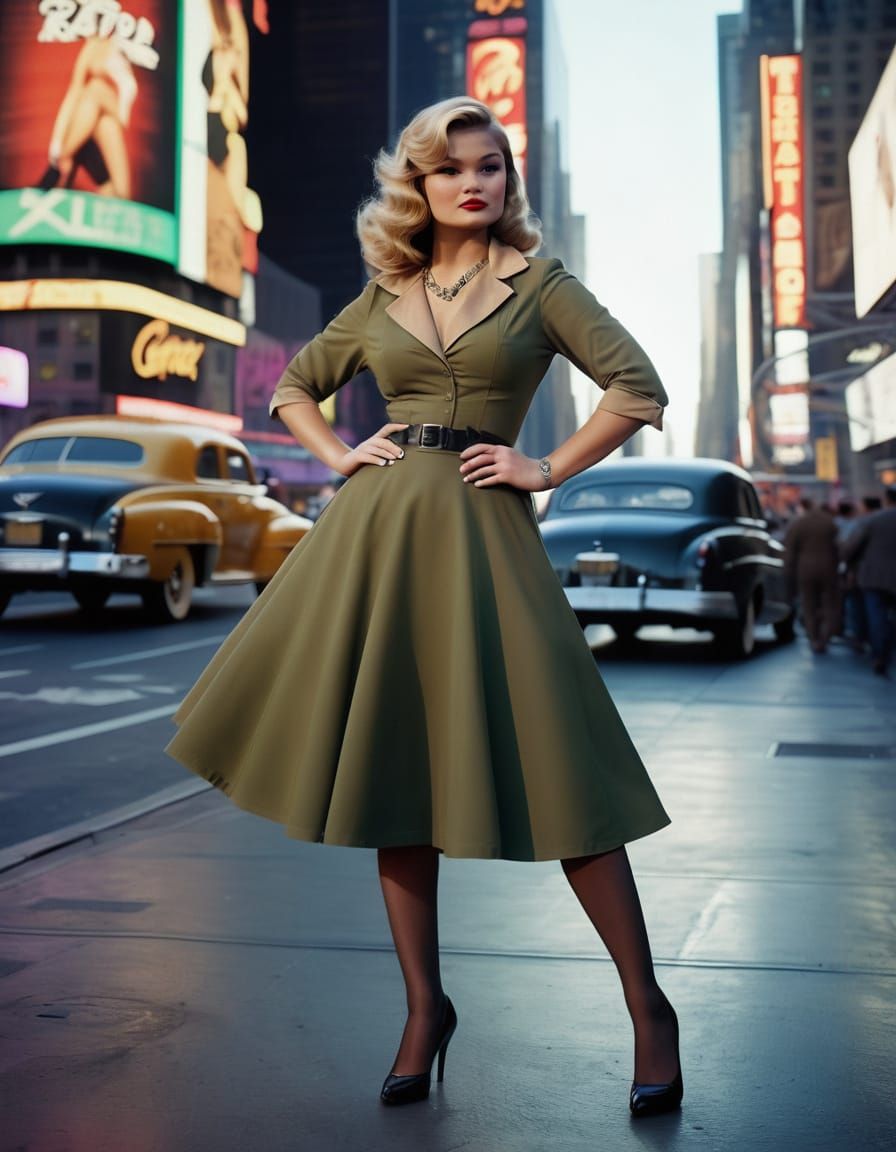 Olivia Holt as a 1940s Pin Up Girl in Times Square