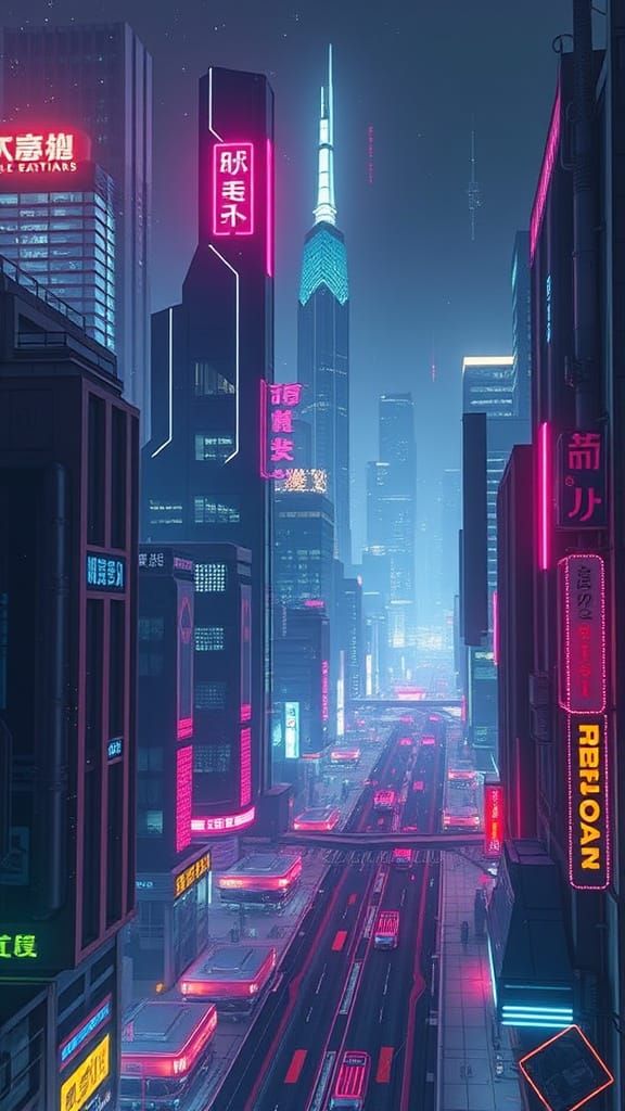 Futuristic Blade Cityscape at Night