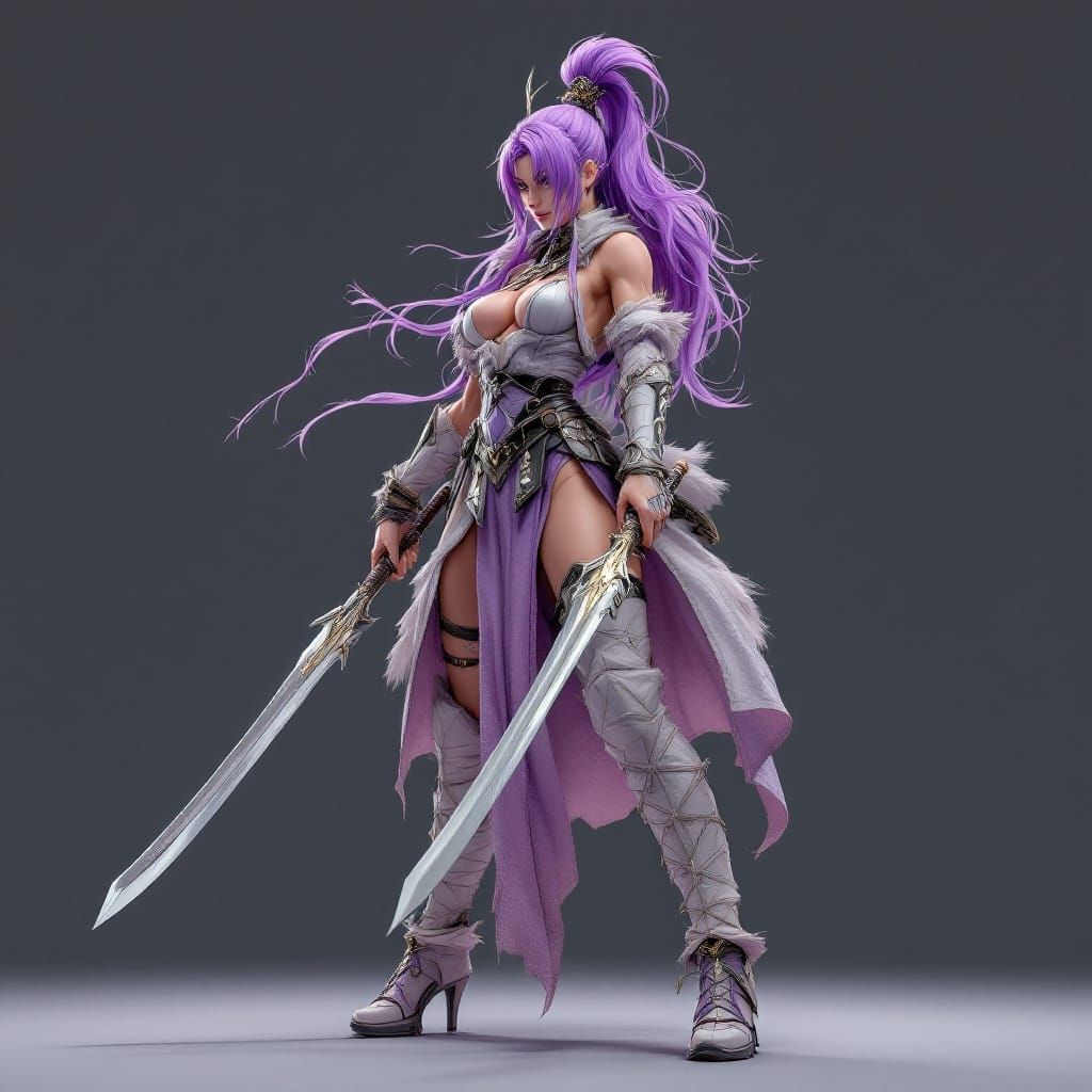 Ultra Realistic Female Warrior in Combat Pose