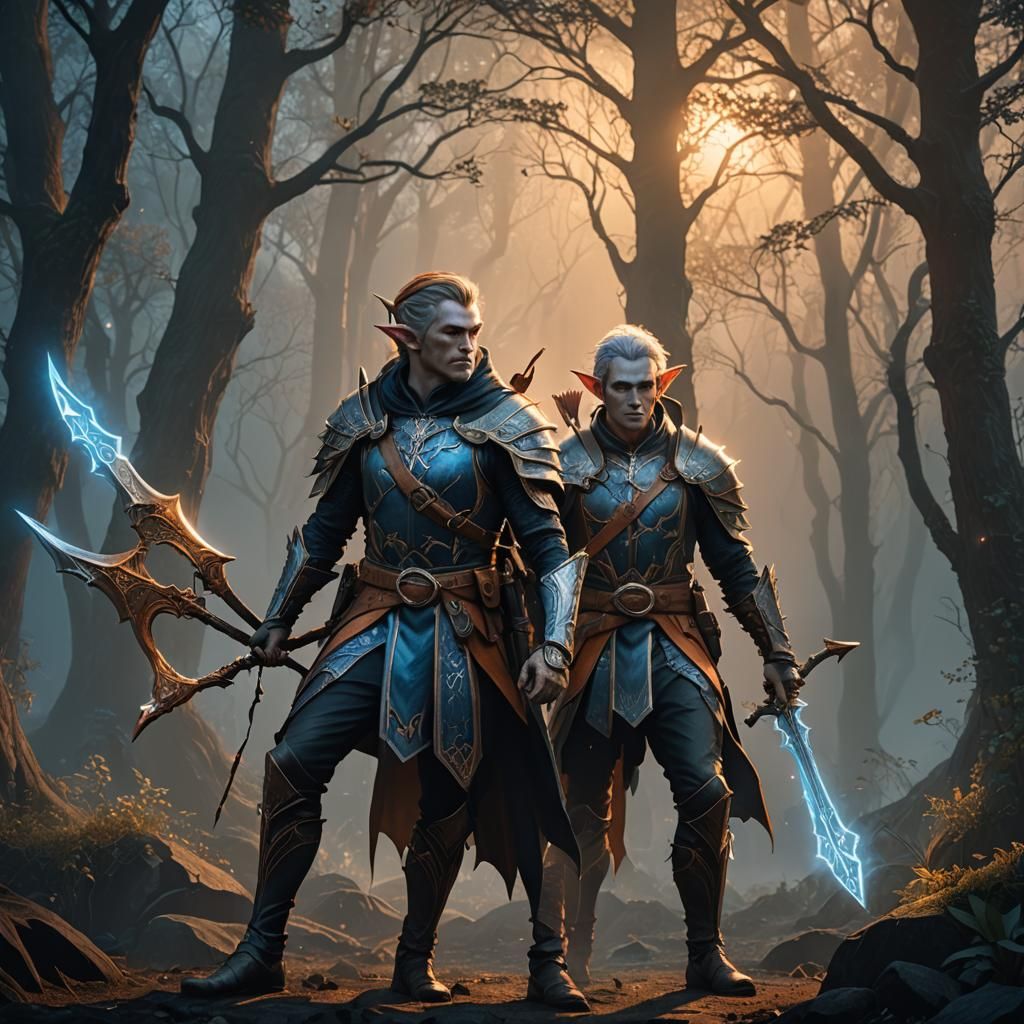 Fantasy Elf Warriors in Mystical Lighting
