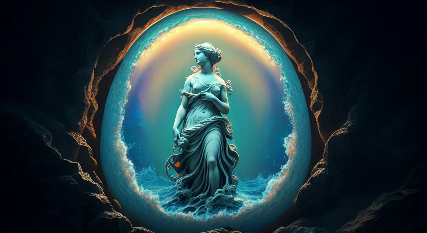 Ocean Toga Woman in Opal, Surrealist Art