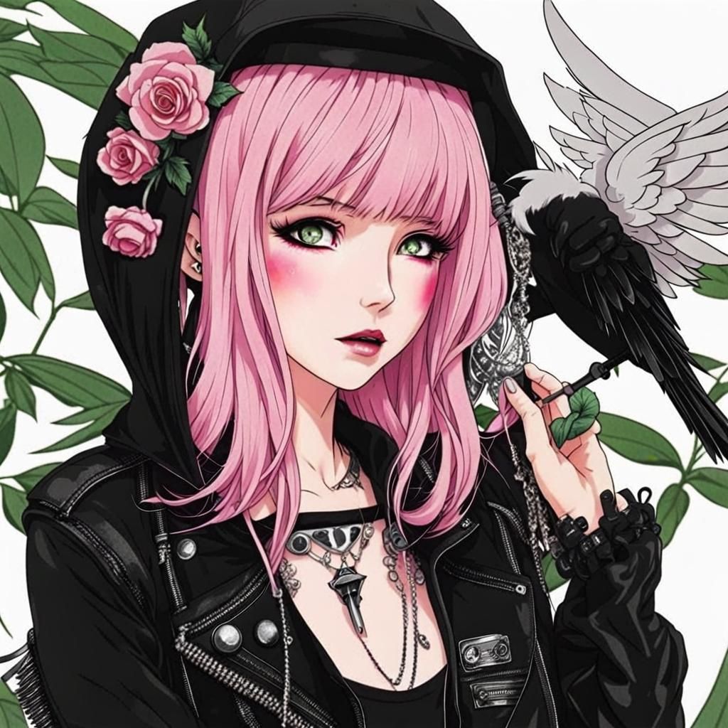 Animepunk Angel: Gothic Punk Girl Portrait