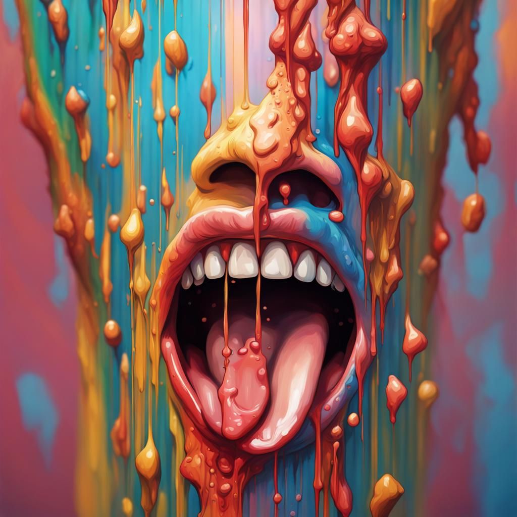 Hyperrealistic Tongue Stuck on Pole: Splash Art