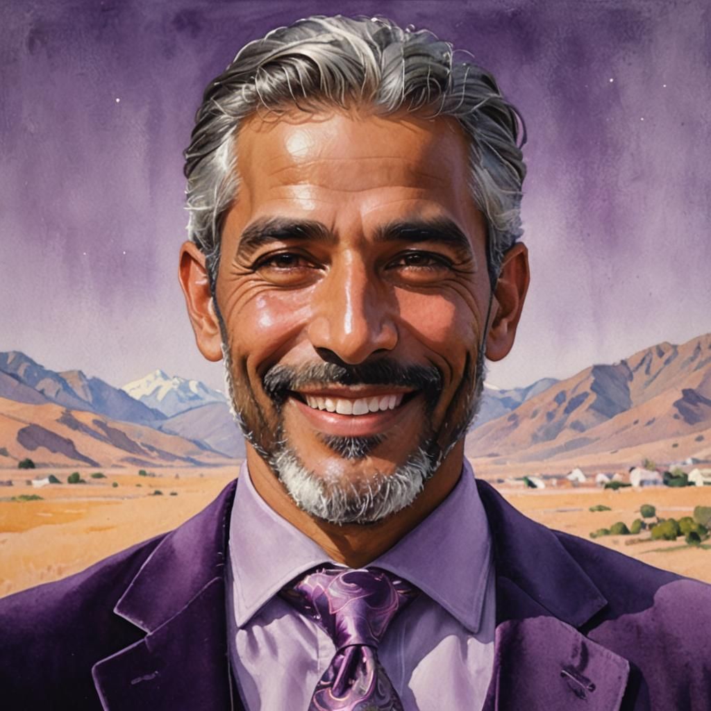 Smiling Man in Velvet Suit: Neo-Impressionist Portrait