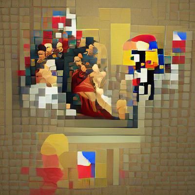 Abstract Pixel Art in Renaissance Style