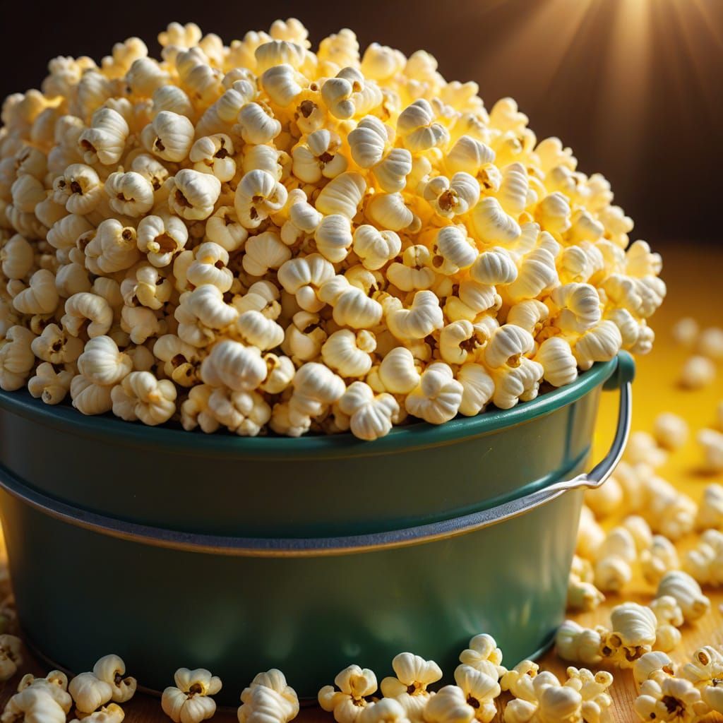 Mouthwatering Popcorn Bucket in Golden Light