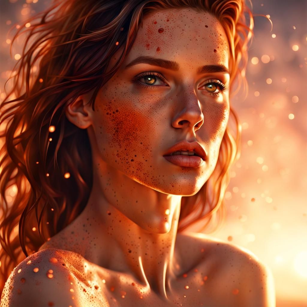 Freckled Beauty in Warm, Dynamic Lighting