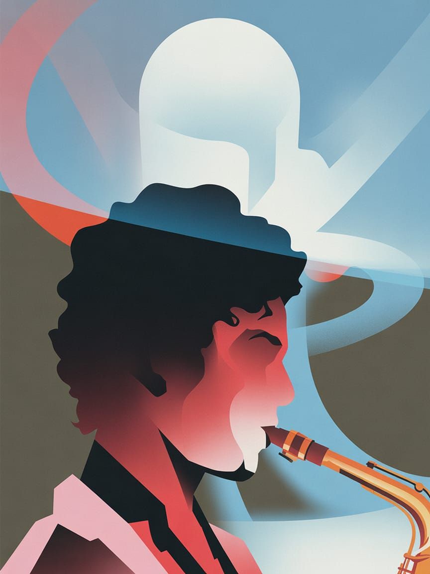 Ethereal Saxophone Player in Vector Style