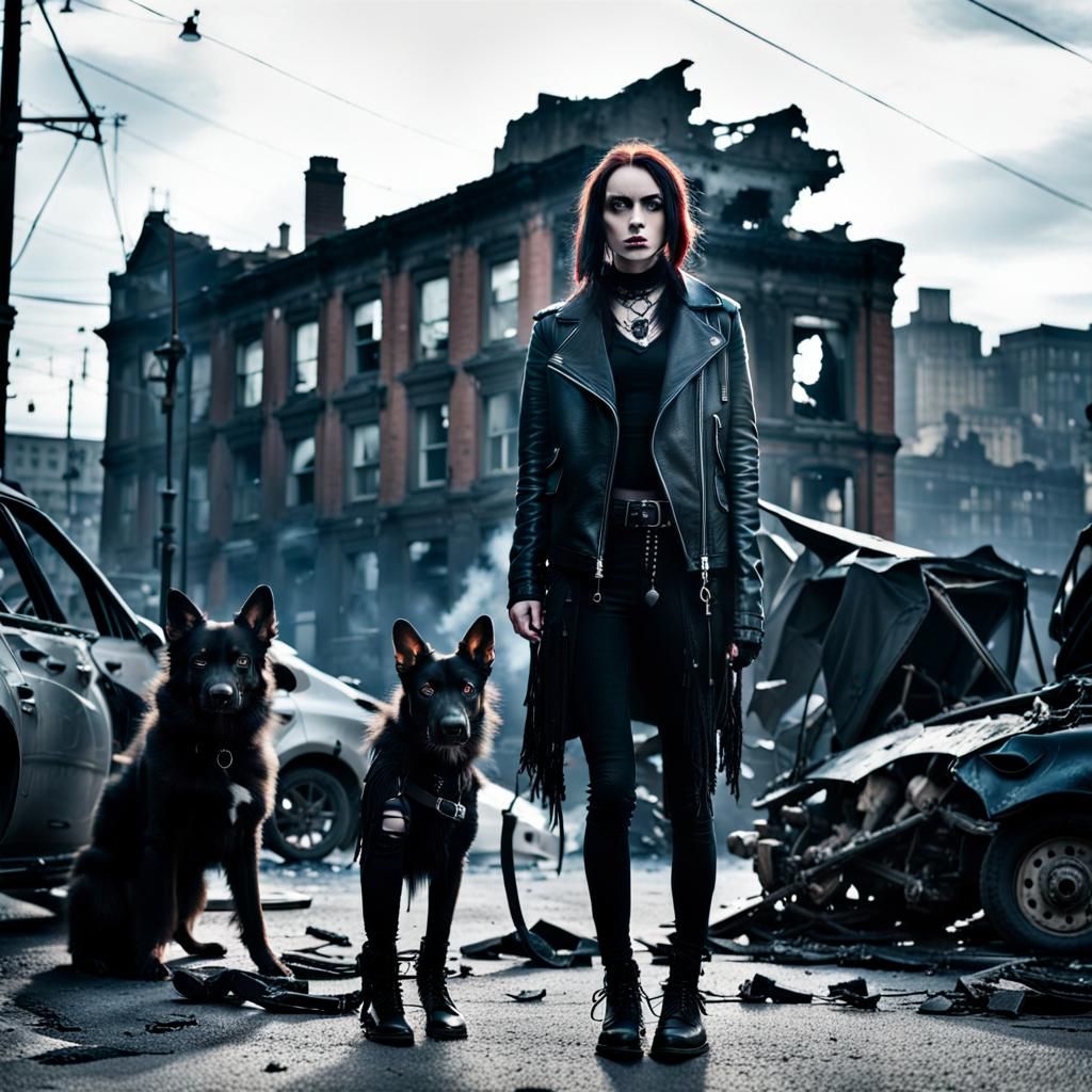 Goth Model Portrait in Decayed Cityscape