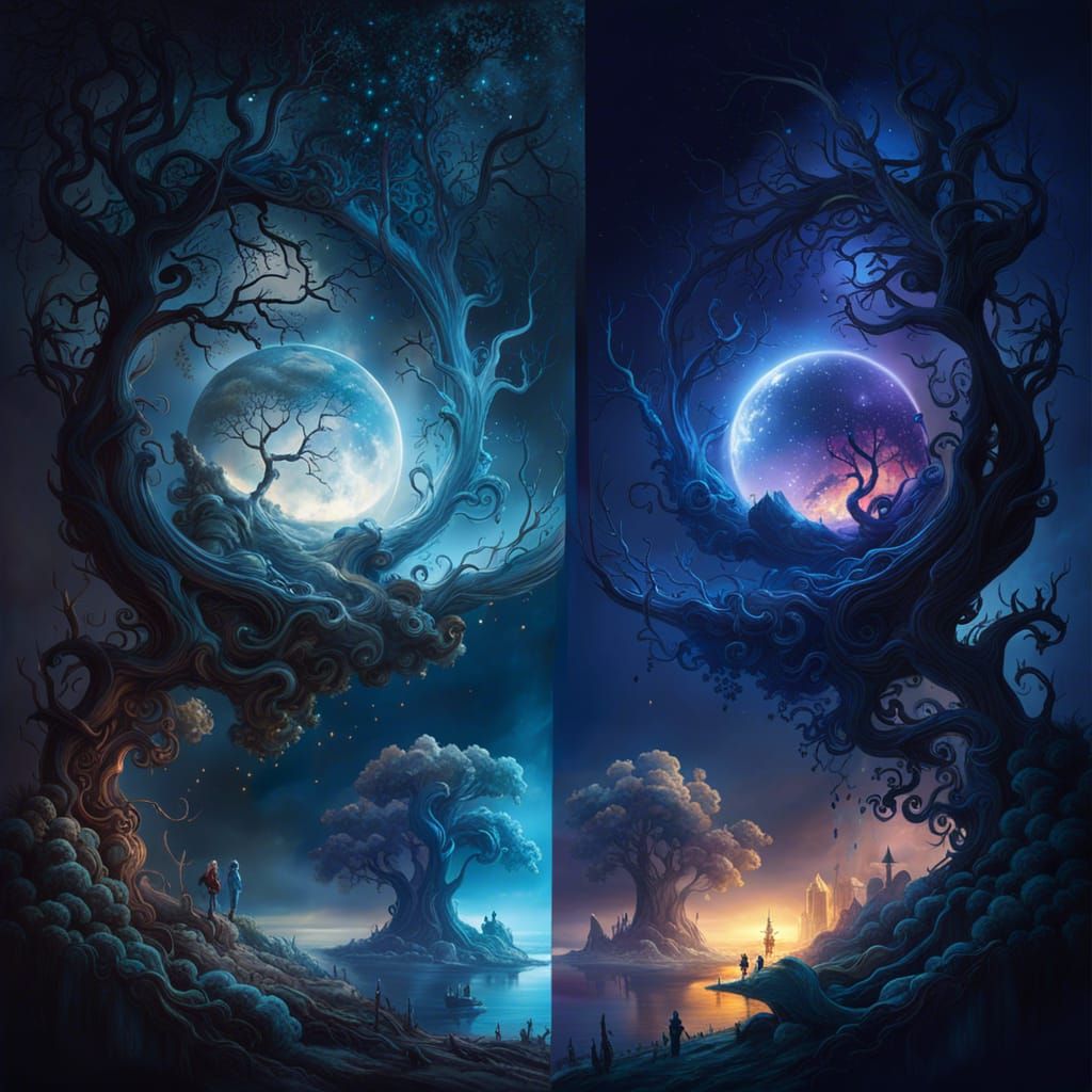 Day and Night Duality in Mystic Digital Art