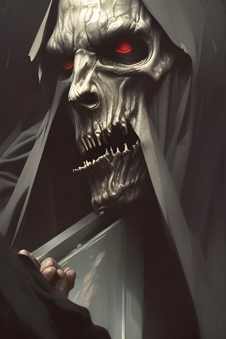 Sinister Grim Reaper Portrait in Digital Art Style