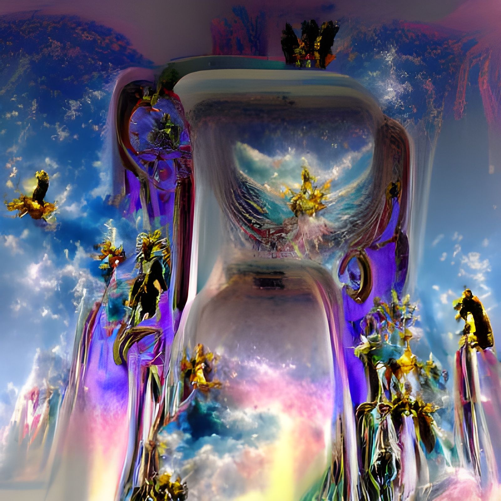 God of Time on Cosmic Throne with Angels