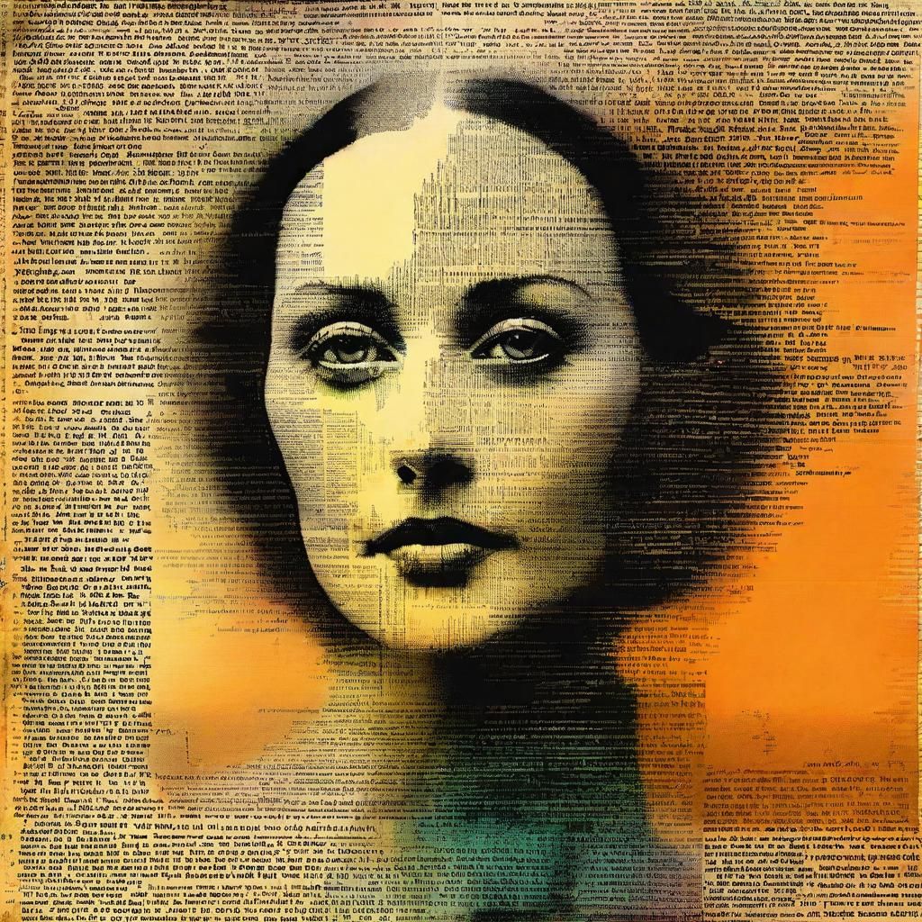Surreal Veiled Woman Emerges from Newspaper