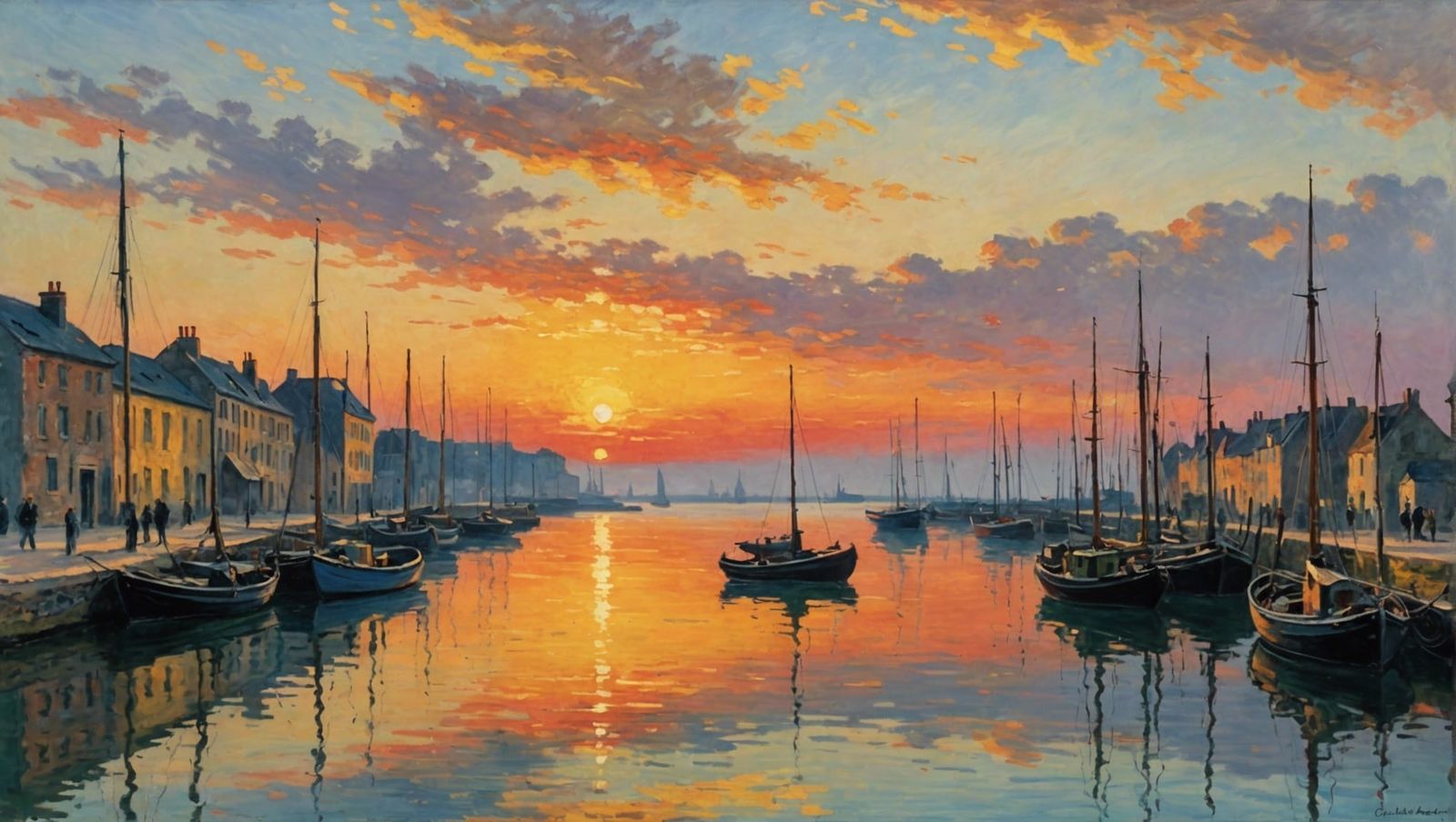 Impressionistic Sunrise over Fishing Harbor