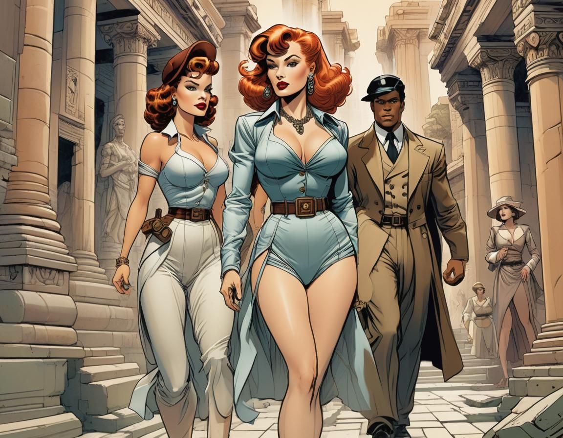 Comic Book Adventure in Ancient Temple Ruins