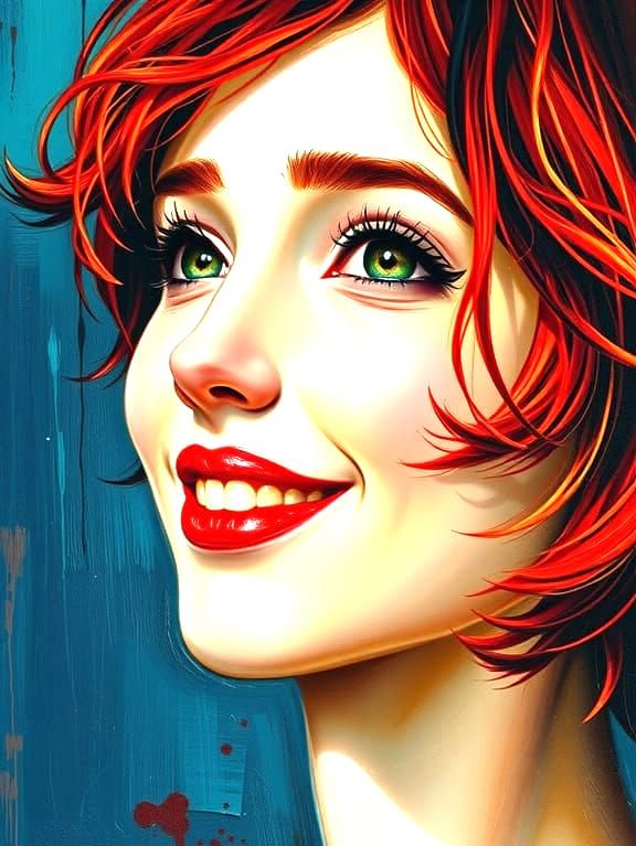 Woman's Radiant Face in Oil Painting