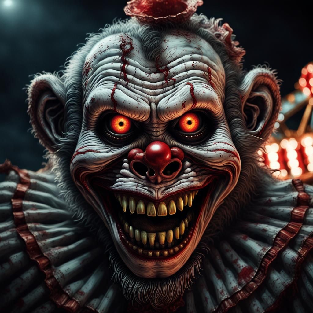 Terrifying Zombie Monkey Clown in Dark Carnival