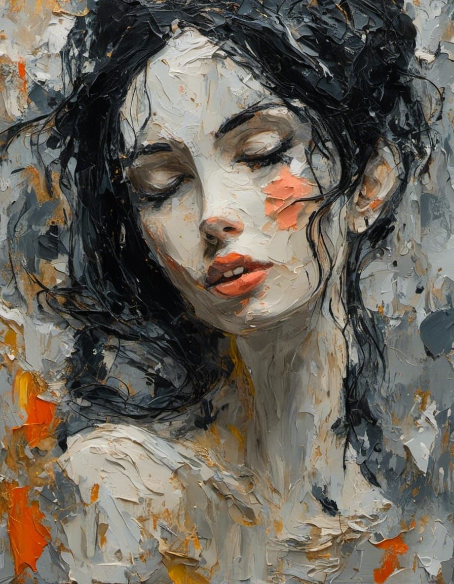 Aristocratic Woman in Horror: An Impasto Portrait