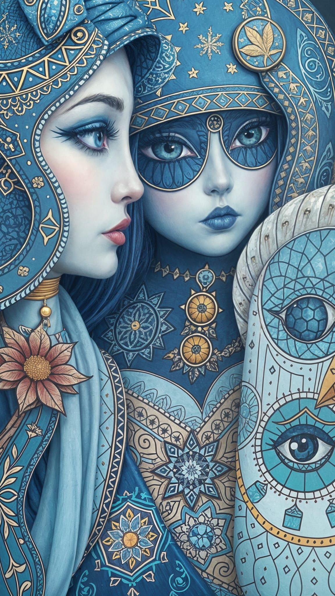 Surreal Image of Two Young Women in a Boat