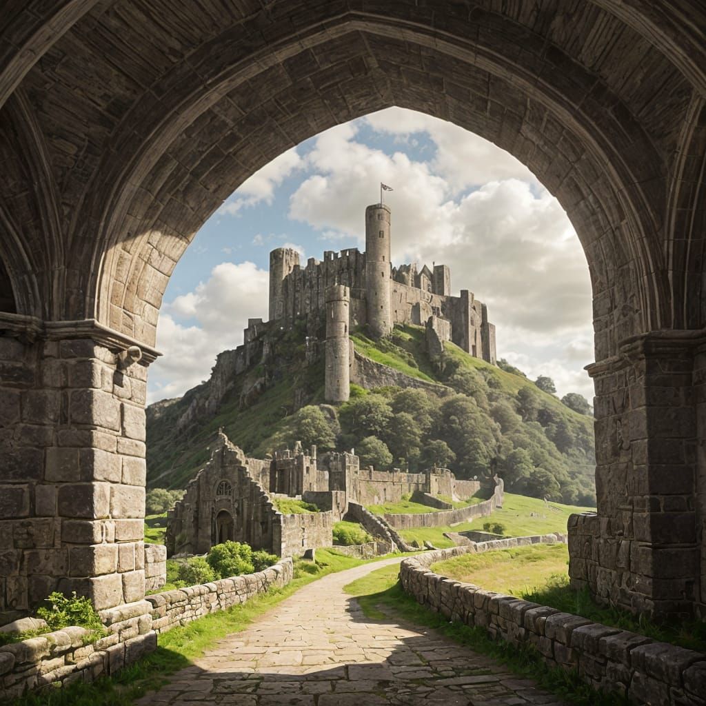 Medieval Castle Illuminated by Golden Hour