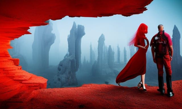 Dystopian Red Cave Scene in Award Winning Photography