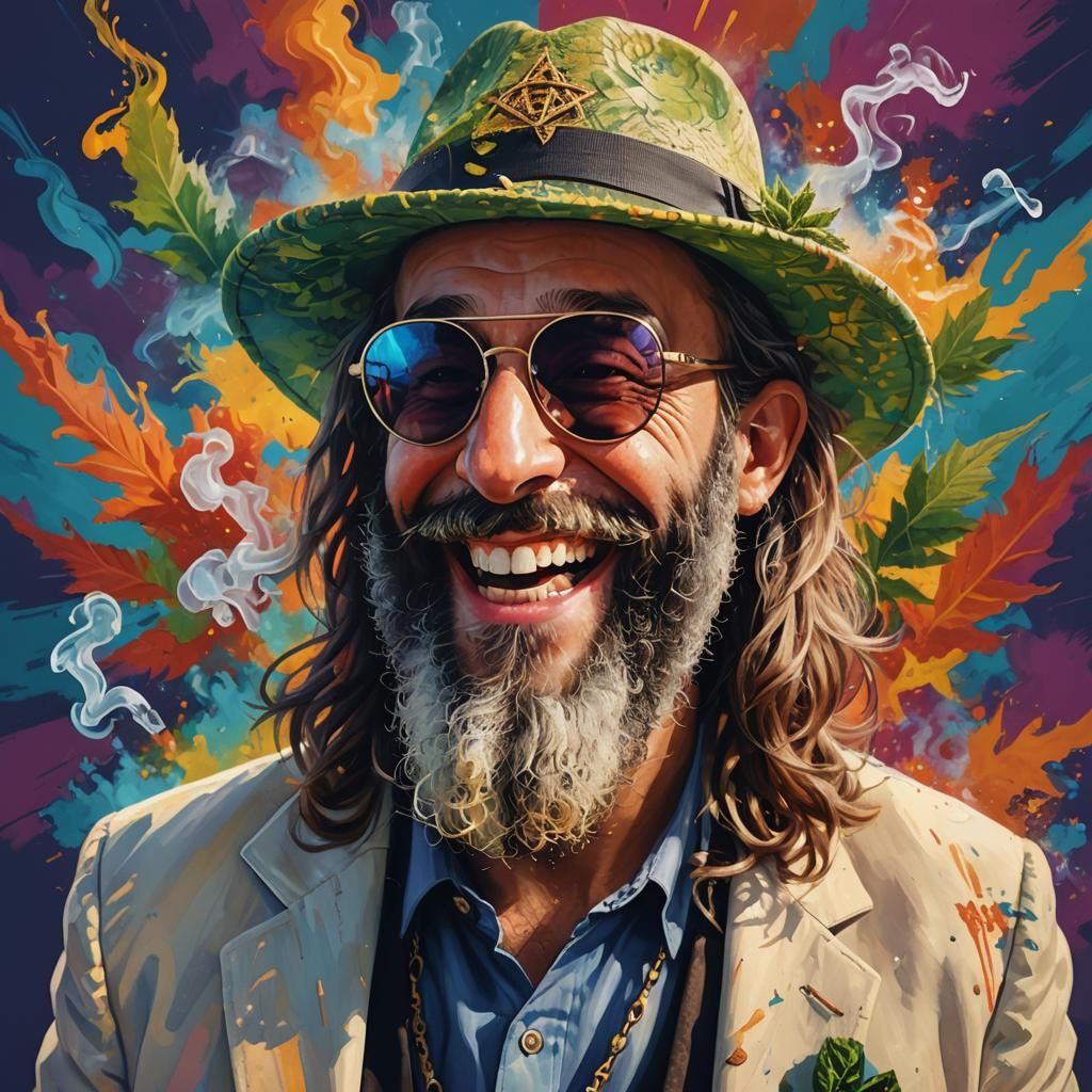 Rabbi Smoking Weed in Hyperrealistic Digital Art