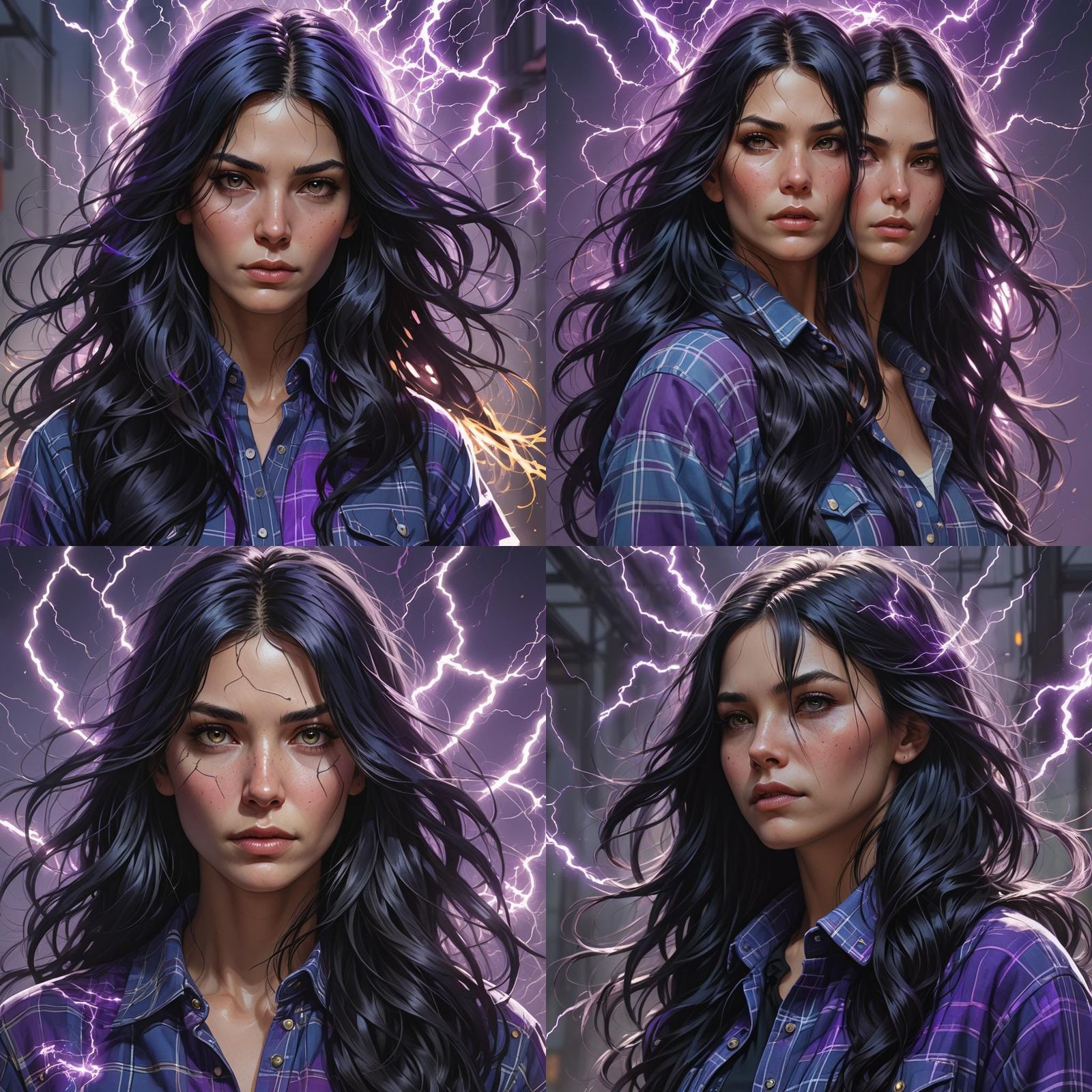 Electric Woman Portrait in Hyperdetailed Concept Art