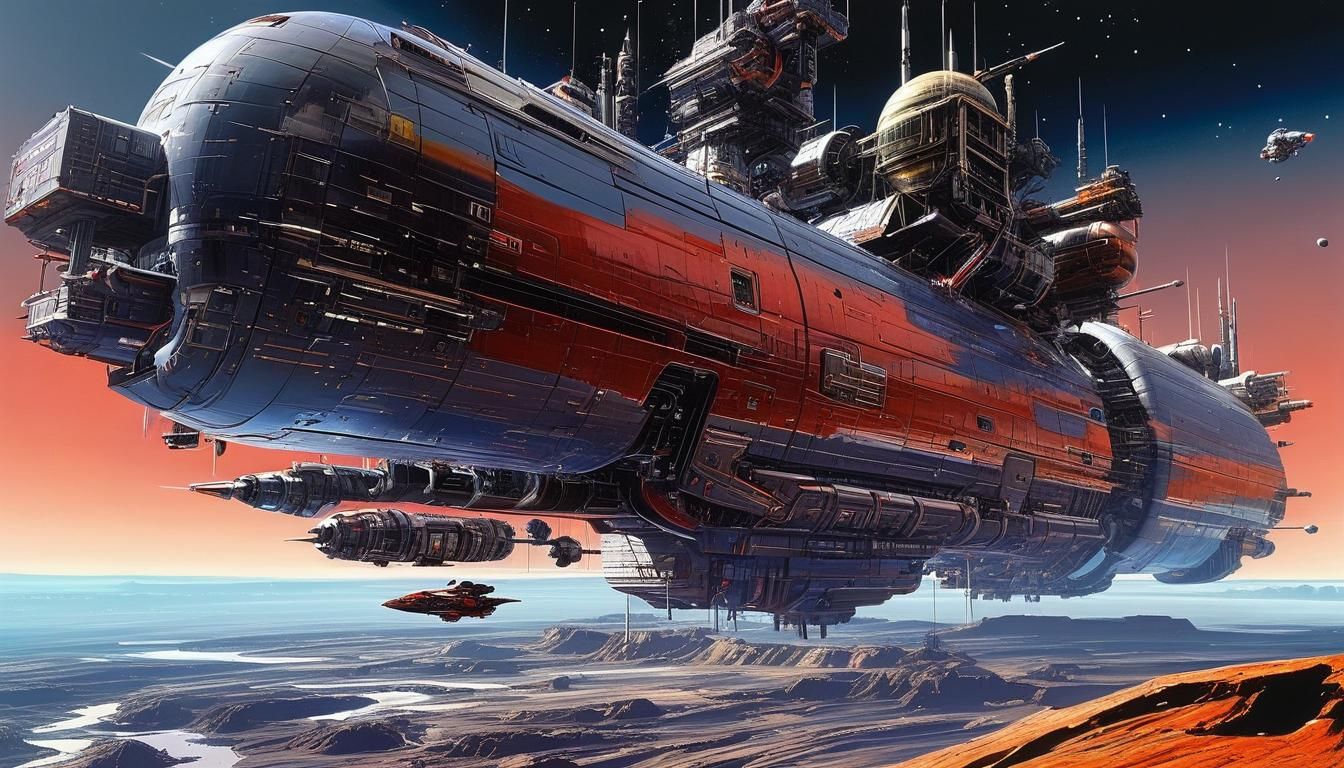 Spectacular Space City in Hyperrealistic Style