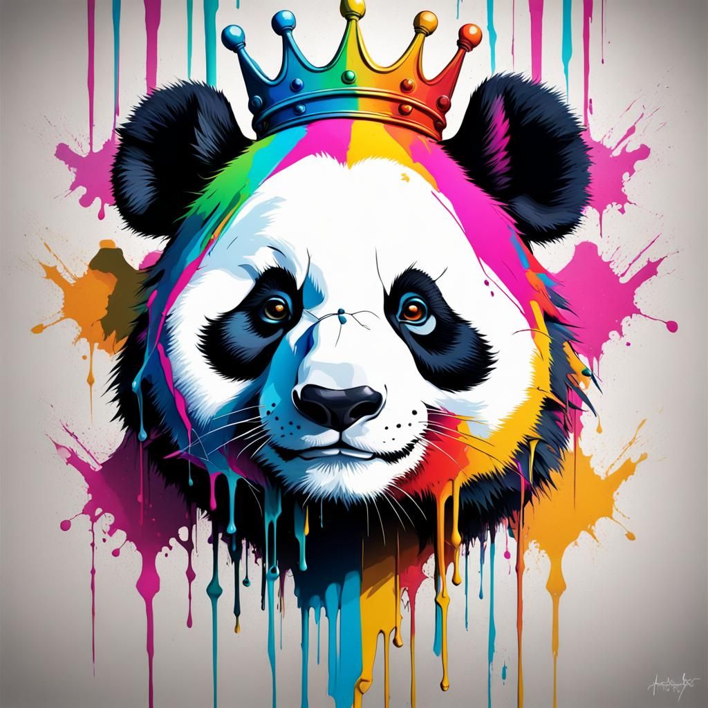 colourful king panda