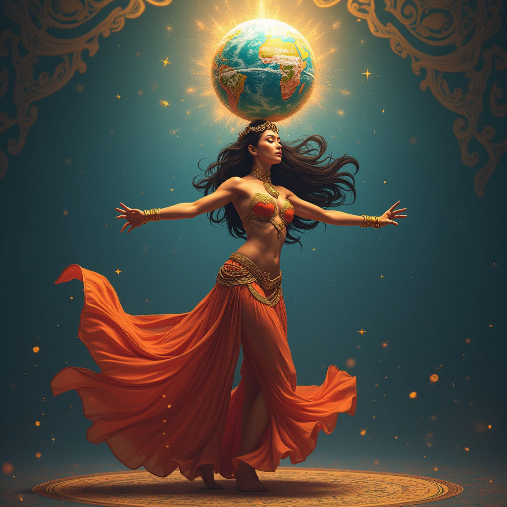 Belly Dancer Balances World: Fantasy Concept Art