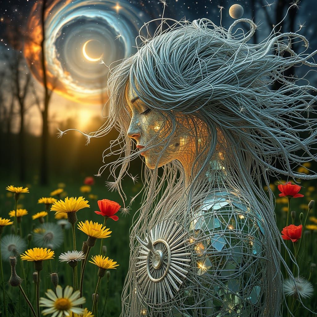 Woman of Strings Kissing Garden Eco-Art