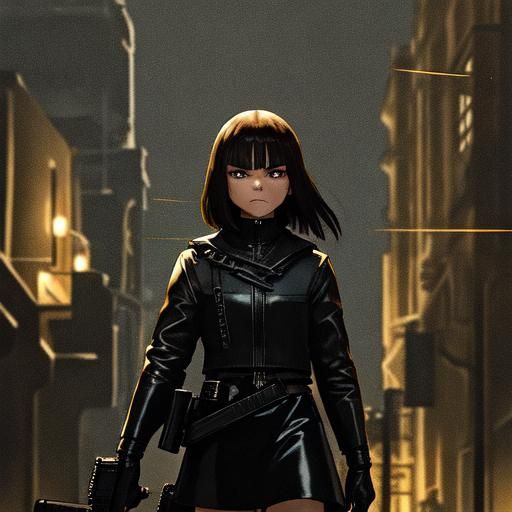 Dafne Keen in Latex: Cinematic Film Still