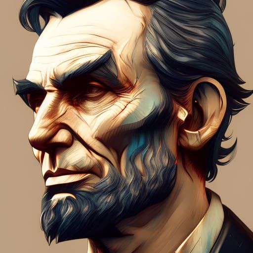 Abraham Lincoln Portrait in Hyperdetailed Digital Art Style