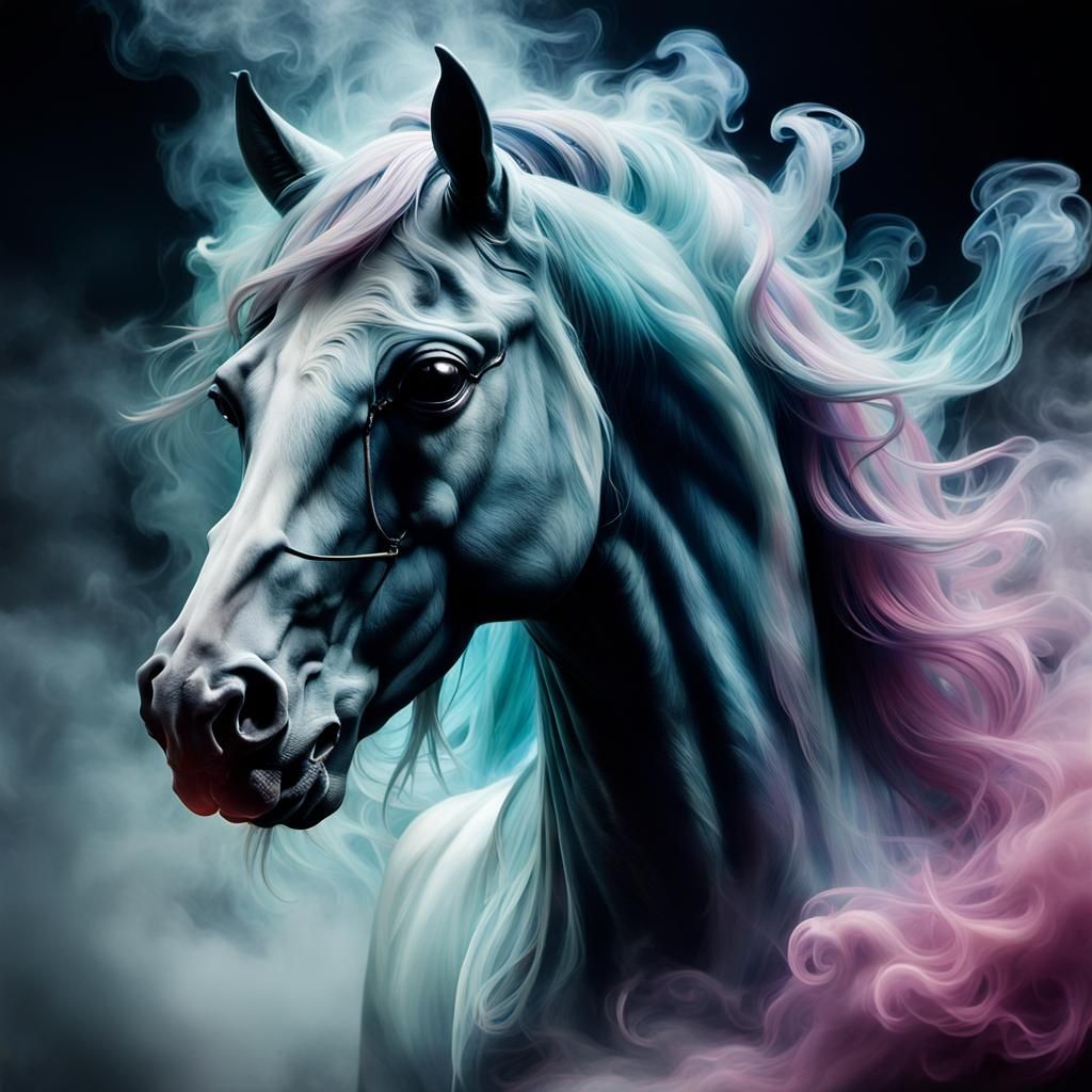 Majestic Smoke Horse in Colorful Heavenly Style