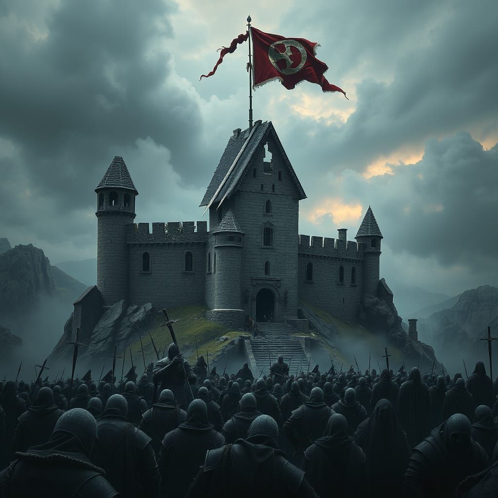 Dramatic 15th Century Castle Scene in a Gothic Style