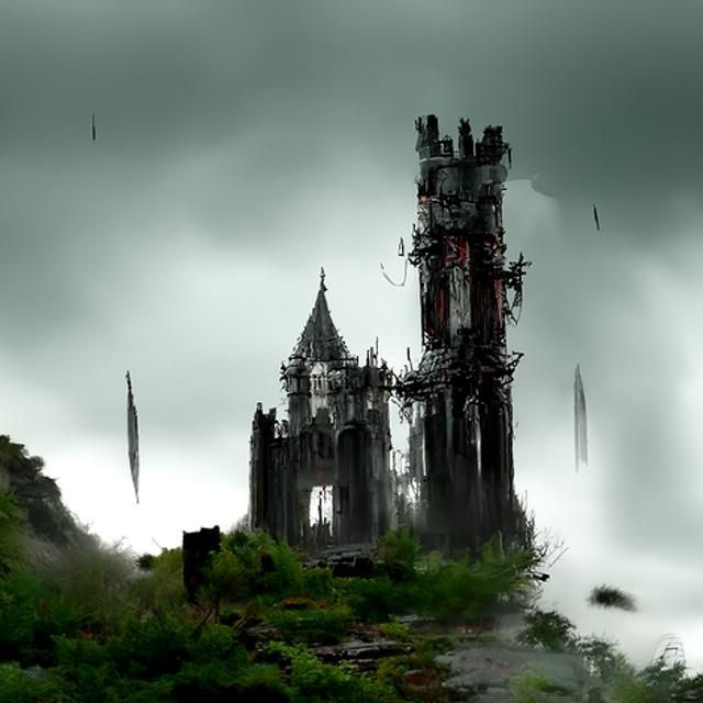Abandoned Gothic Castle Concept Art in 8k