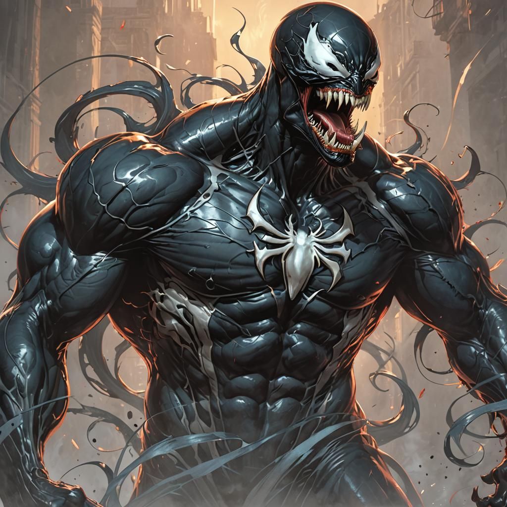 Venom Comic Sketch Portrait in Greg Rutkowski Style