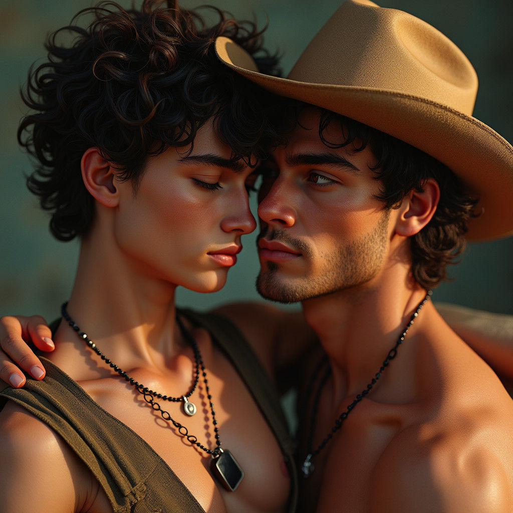 Intimate Cowboy Portrait with Military Dogtags