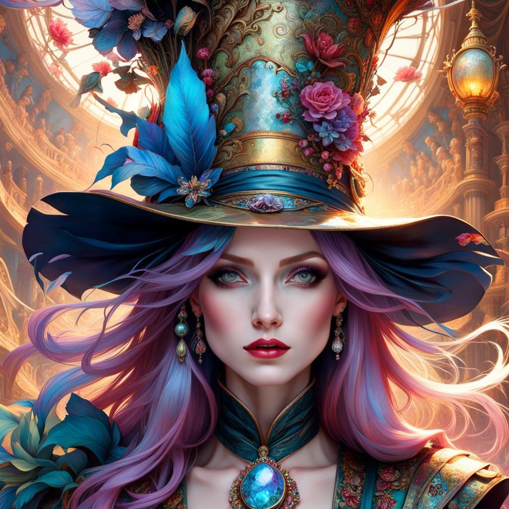 Iridescent Maximalist Hat in Exploding Colors