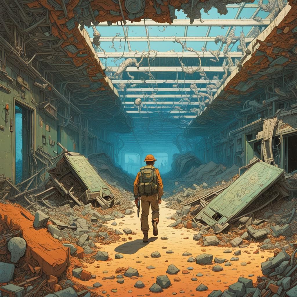 Post-Apocalyptic Explorers in Ligne Claire Style