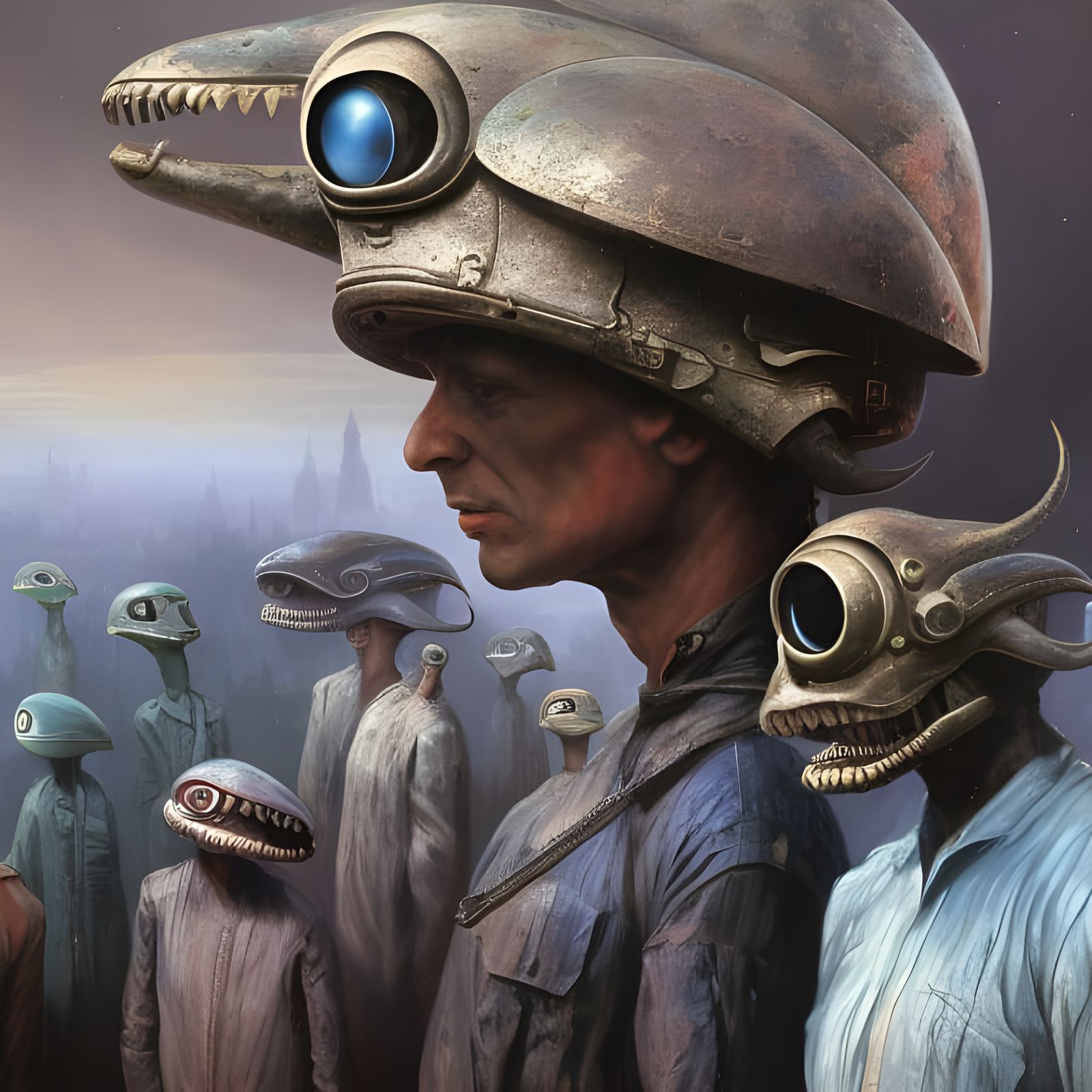 Alien Cartoon Characters in Surreal Maximalist Scene