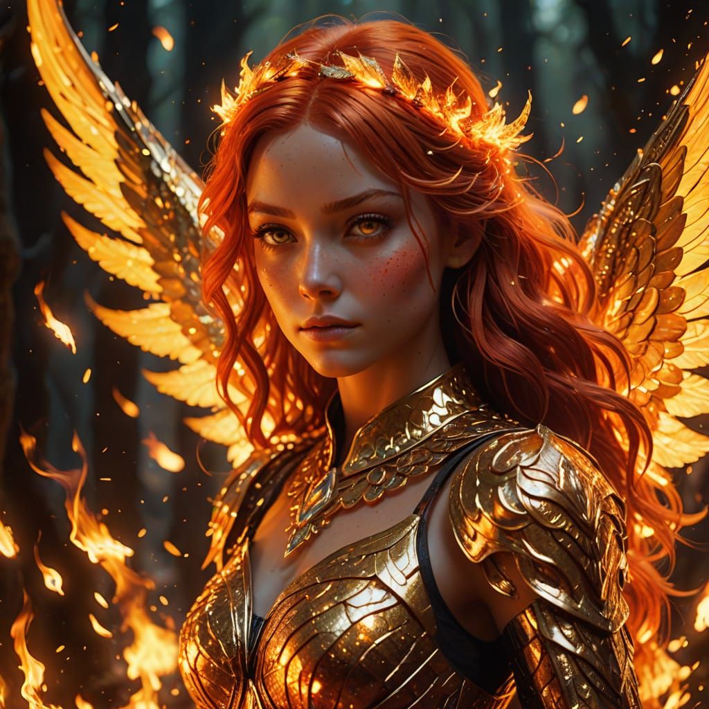 Fire Fairy Emerges: Vibrant Digital Art